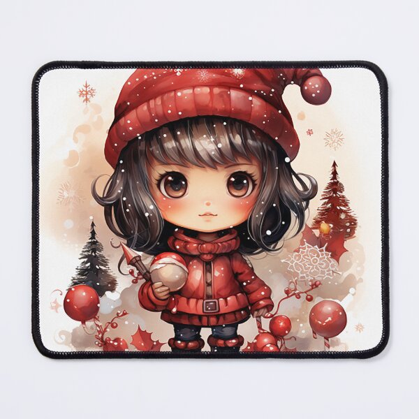 Item preview, Yuletide Warrior - Christmas Ninja Elf in Red Leathers with Candy Cane Nunchucks designed and sold by PaintbrushPlace.