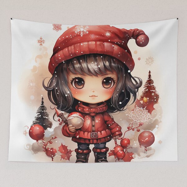 Item preview, Yuletide Warrior - Christmas Ninja Elf in Red Leathers with Candy Cane Nunchucks designed and sold by PaintbrushPlace.