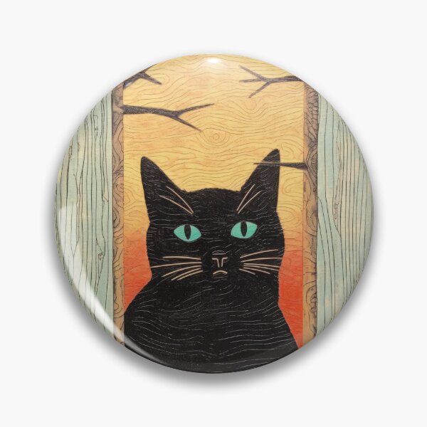 Item preview, Cute black cat with blue eyes - drawing in pink designed and sold by WallGemsArt.