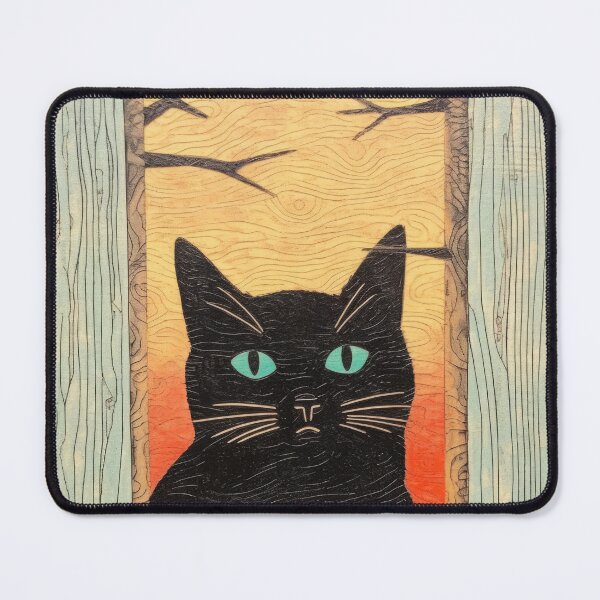 Item preview, Cute black cat with blue eyes - drawing in pink designed and sold by WallGemsArt.