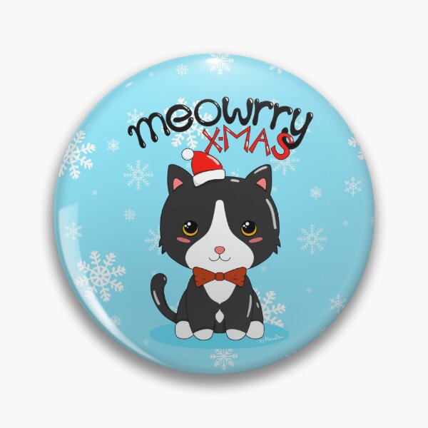 Item preview, Super Cute Christmas Cat with a red bow Meow-rry Christmas designed and sold by byMariZen.