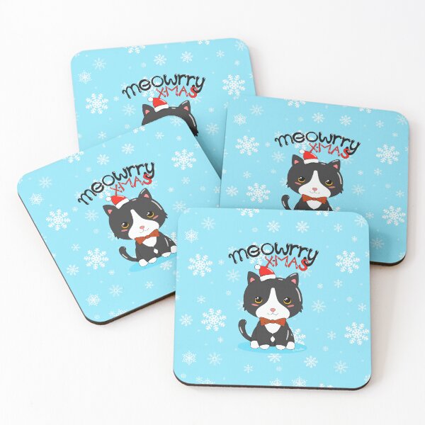 Item preview, Super Cute Christmas Cat with a red bow Meow-rry Christmas designed and sold by byMariZen.