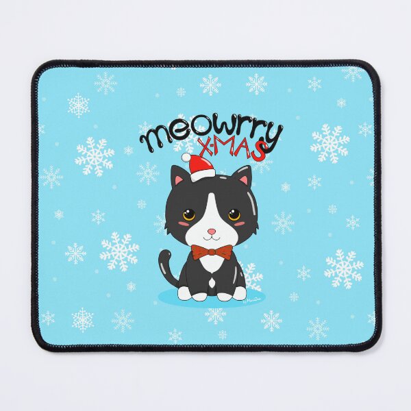 Item preview, Super Cute Christmas Cat with a red bow Meow-rry Christmas designed and sold by byMariZen.