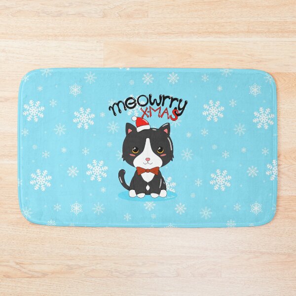 Item preview, Super Cute Christmas Cat with a red bow Meow-rry Christmas designed and sold by byMariZen.