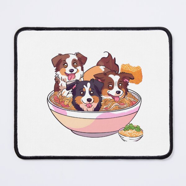 Item preview, Kawaii Anime Australian Shepherds in Ramen Bowl: Adorable and Fun Design for Dog Lovers designed and sold by GoodyPaws.