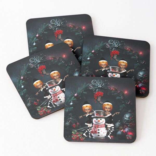 Item preview, Cute dark christmas elf with snowman.   designed and sold by nicky2342.