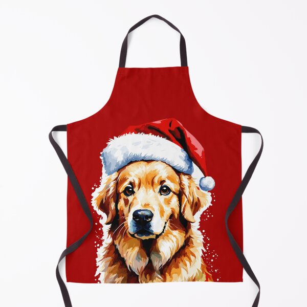 Item preview, Christmas golden retriever, golden retriever wearing a santa hat designed and sold by Niktarka.
