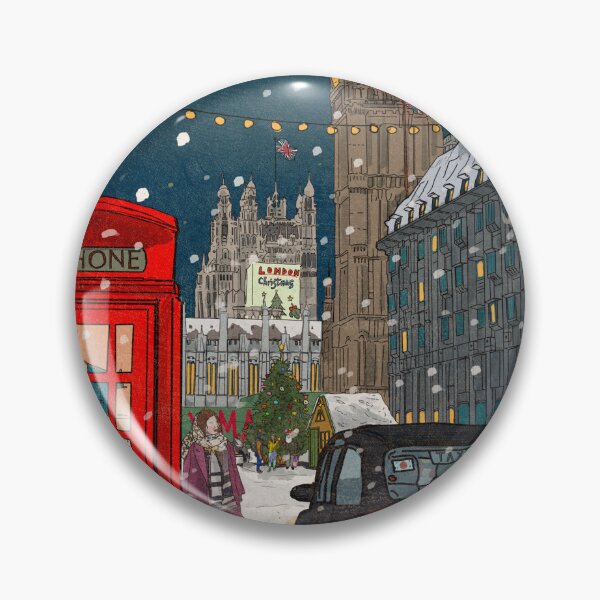 Item preview, London Christmas Night Cityscape Art designed and sold by Wall-Art-Sketch.