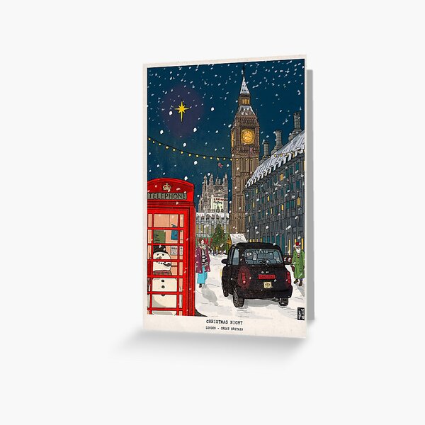 Item preview, London Christmas Night Cityscape Art designed and sold by Wall-Art-Sketch.