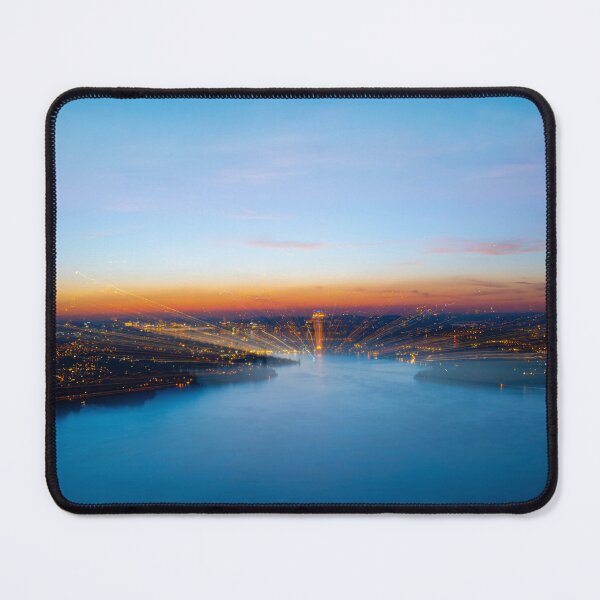 Item preview, Aerial View over Mountain and Lake and City Lucerne in a Dusk with Light Trails designed and sold by Mats Silvan.