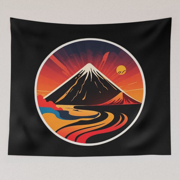 Item preview, Retro Volcano Eruption and Ocean in Hawaii designed and sold by NautiChic.