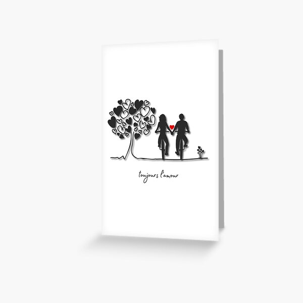 Item preview, Toujours L'Amour - Romantic Cycling Silhouette with Heart and Tree designed and sold by MissMutsie.