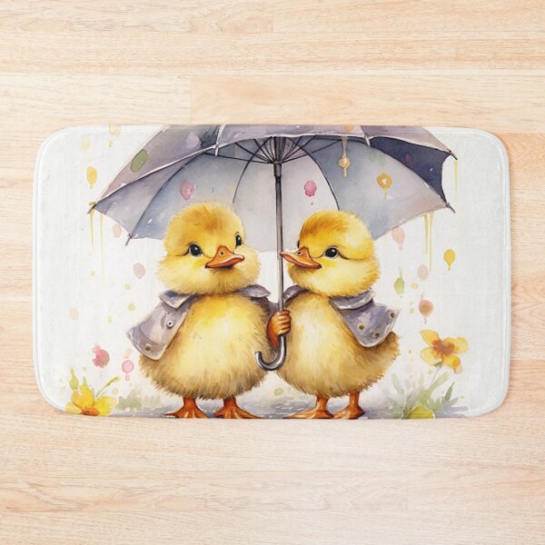 Item preview, Puddle Dance - Cheerful Ducklings with Colorful Umbrellas designed and sold by PaintbrushPlace.
