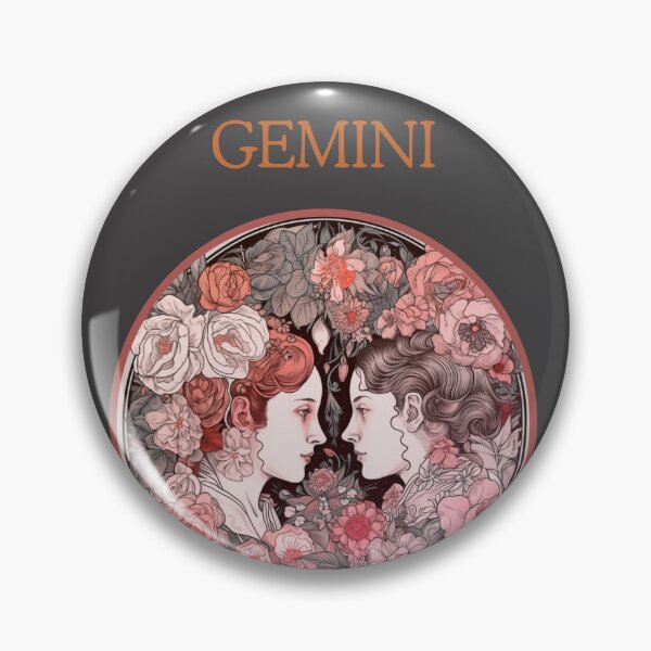 Item preview, Pink Gemini Zodiac on dark grey- Horescope/SunSign Theme  on khaki background designed and sold by CosmicNook1.