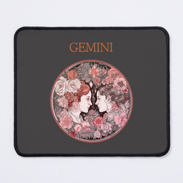Item preview, Pink Gemini Zodiac on dark grey- Horescope/SunSign Theme  on khaki background designed and sold by CosmicNook1.