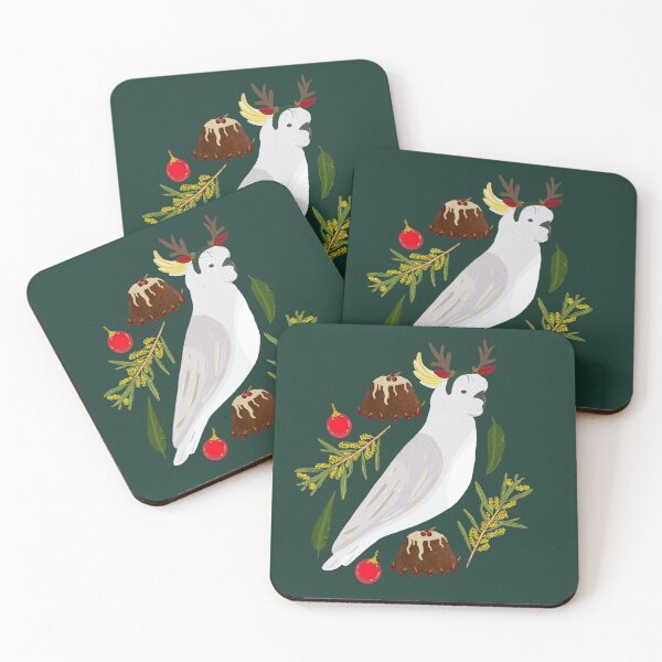Item preview, Christmas Australian Sulfur Crested Cockatoo Pudding Wattle designed and sold by Lozzie Eliza Designs.