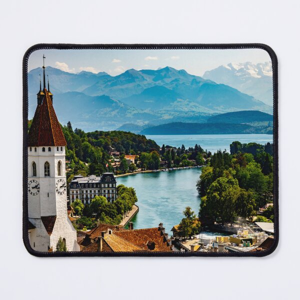 Item preview, Aerial View over City of Thun and Lake with Mountain designed and sold by Mats Silvan.