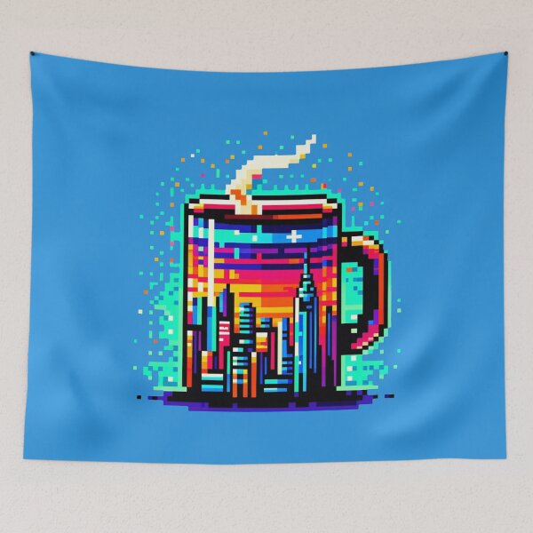 Item preview, Urban Brew: 8-Bit Pixel Coffee Mug with Cityscape designed and sold by PixelPunkster.