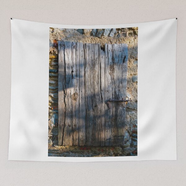 Item preview, Beautiful Old Wood Door on a Stone Wall with Sunlight designed and sold by Mats Silvan.