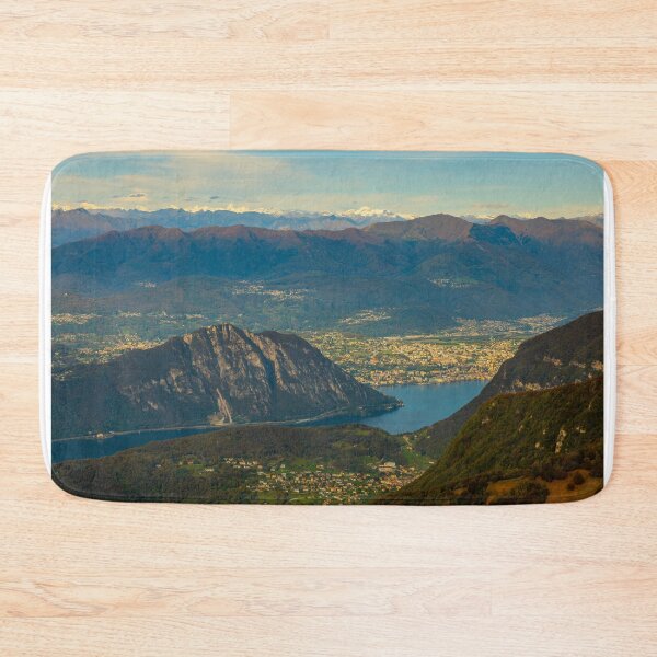 Item preview, Aerial View over Beautiful Mountainscape and Lake Lugano and City of Lugano designed and sold by Mats Silvan.