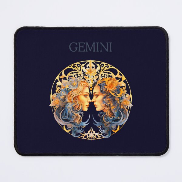 Item preview, Blue and Copper Gemini Zodiac - Horescope/SunSign Theme  on blue background designed and sold by CosmicNook1.