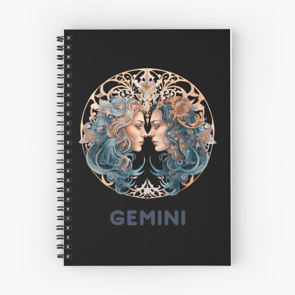 Item preview, Blue and Copper Gemini Zodiac - Horescope/SunSign Theme  on black background designed and sold by CosmicNook1.