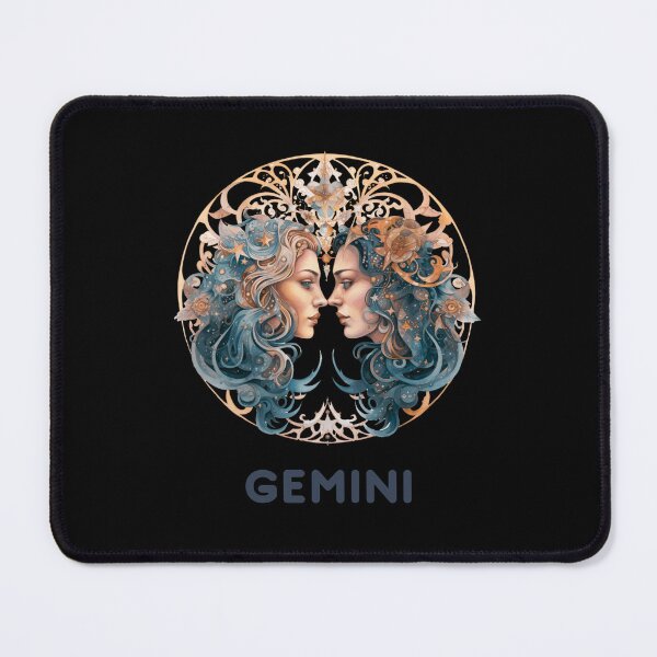 Item preview, Blue and Copper Gemini Zodiac - Horescope/SunSign Theme  on black background designed and sold by CosmicNook1.