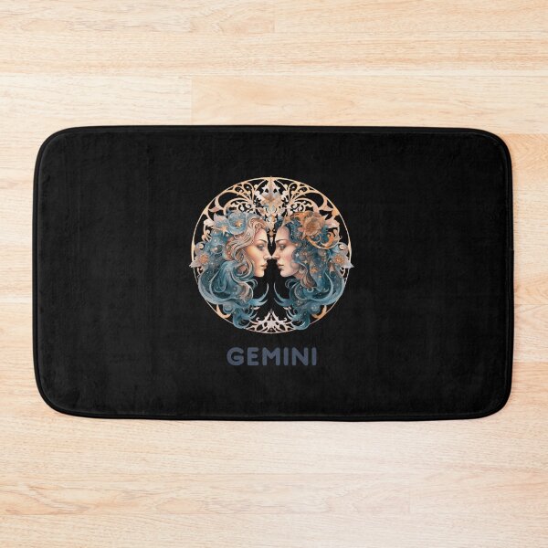 Item preview, Blue and Copper Gemini Zodiac - Horescope/SunSign Theme  on black background designed and sold by CosmicNook1.