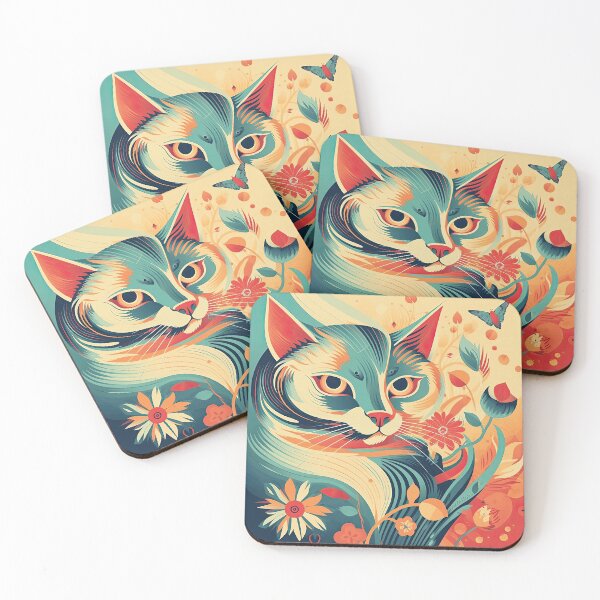 Item preview, Abstract cat for cat lovers designed and sold by WallGemsArt.
