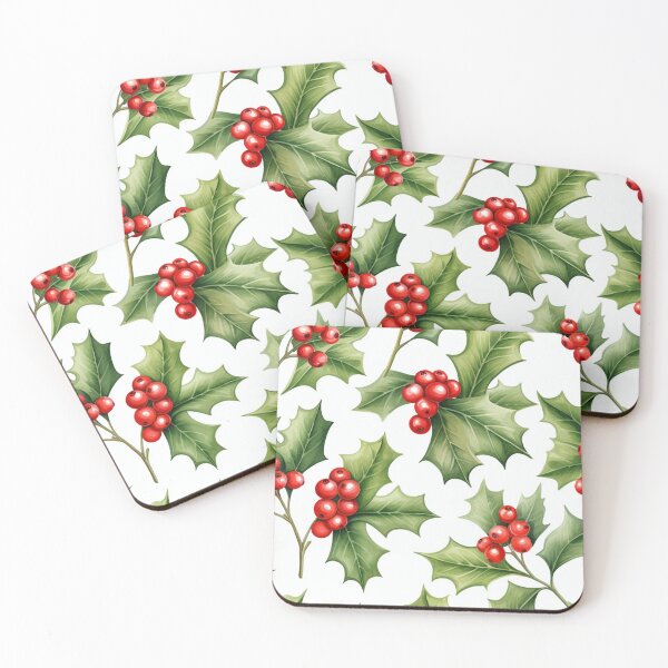 Item preview, Birth Month Flower December Holly Berry Leaves Pattern Christmas Gift designed and sold by OliveAndSnow.