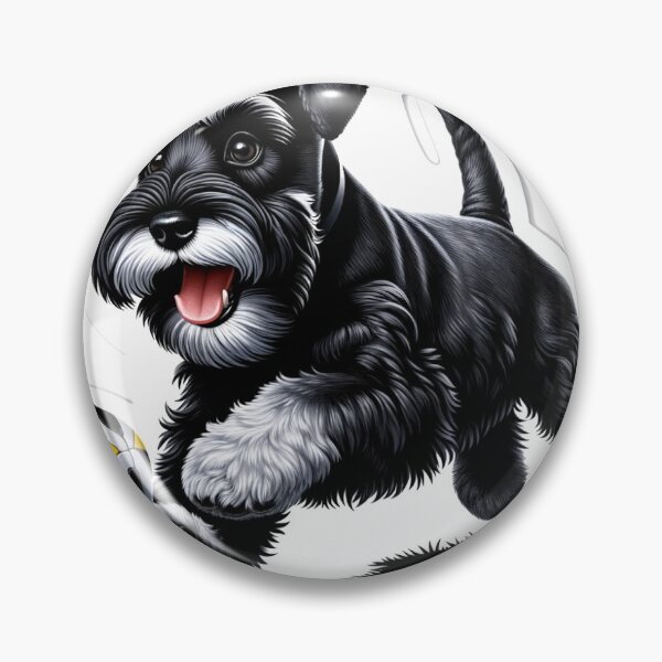 Item preview, happy minischnauzer puppy playing with a ball designed and sold by Minischnauzer forever.