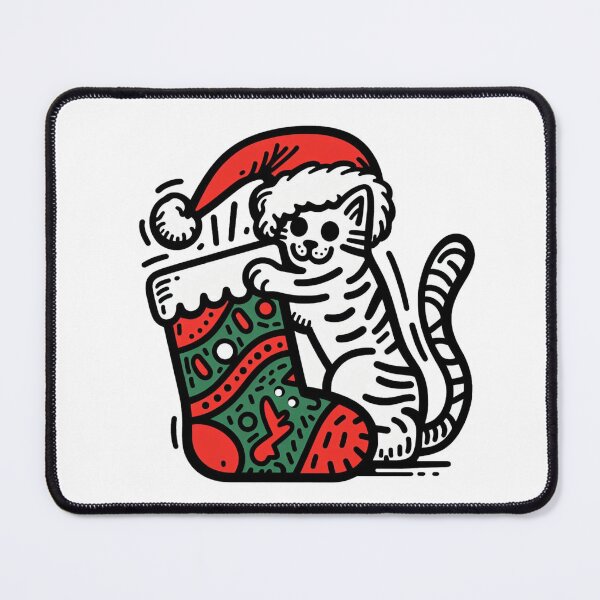 Item preview, Cat Christmas Stocking Playful Cat Waiting for Gifts designed and sold by sharon1210.
