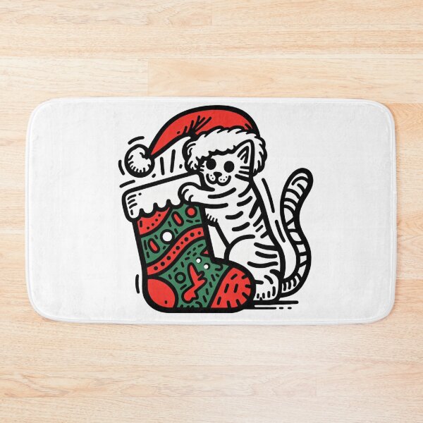 Item preview, Cat Christmas Stocking Playful Cat Waiting for Gifts designed and sold by sharon1210.