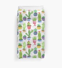 Watercolor Pattern of Cactus and Succulents Duvet Cover