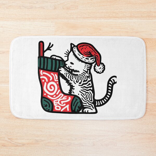 Item preview, Cat Christmas Stocking Playful Cat Waiting for Gifts designed and sold by sharon1210.