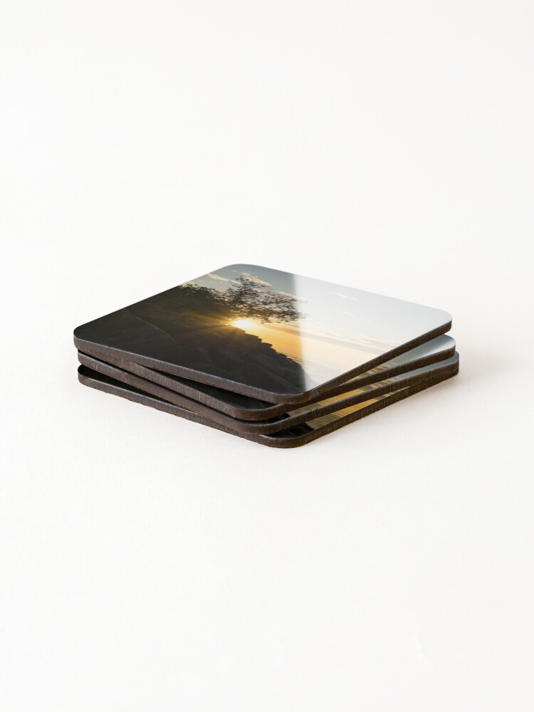 Thumbnail 4 of 5, Coasters (Set of 4), September Morning - Rough Riprap Rocks and Sunbeams designed and sold by GeorgiaM.