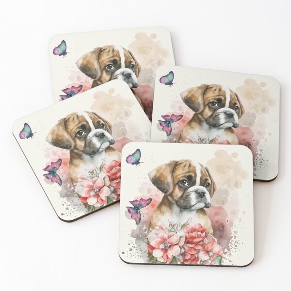 Item preview, Boxer puppy in flowers, Boxer mom designed and sold by Lolly's Lane Shoppe.