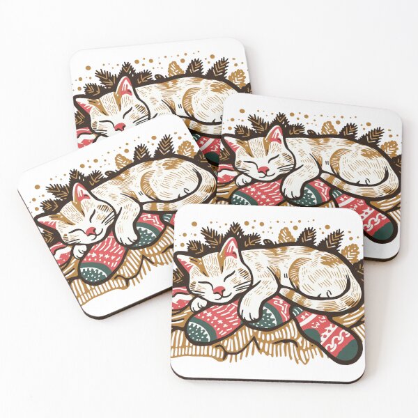 Item preview, Sleeping Cat with Christmas Stocking Waiting for Gifts designed and sold by sharon1210.