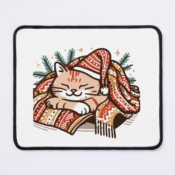 Item preview, Sleeping Cat with Christmas Scarf Waiting for Gifts designed and sold by sharon1210.