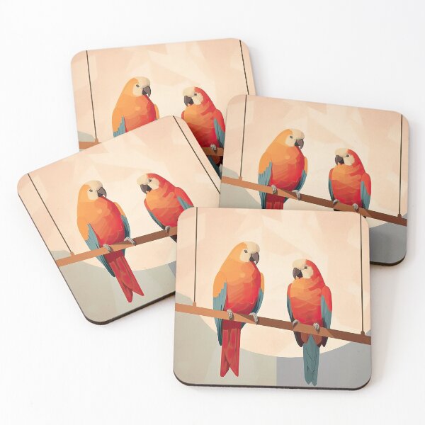 Item preview, Colorful parrots - cute birds on the swing designed and sold by WallGemsArt.