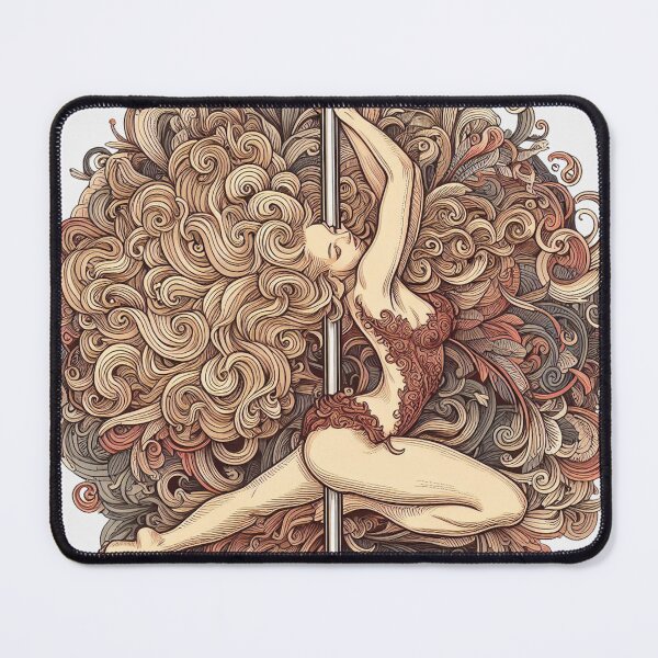 Item preview, Pole dancer with long curly hair designed and sold by NineNoses.