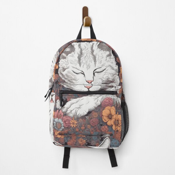 Item preview, Chilling Sleepy white Cat colorful with flowers designed and sold by Catophile.