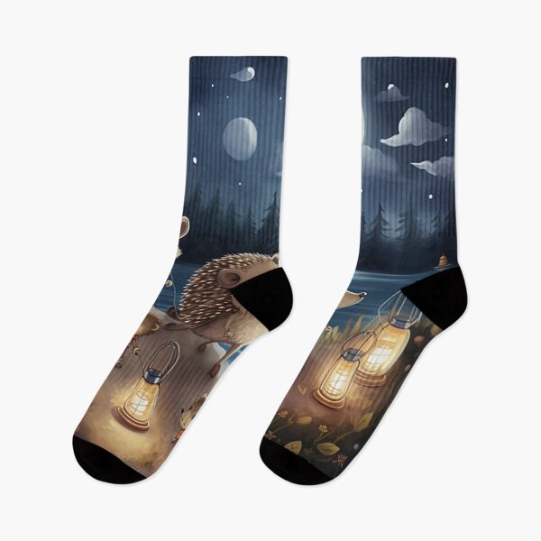 Item preview, Moonlit Hedgehog Quest - Tiny Creatures on a Starry Night Adventure with Lanterns designed and sold by PaintbrushPlace.