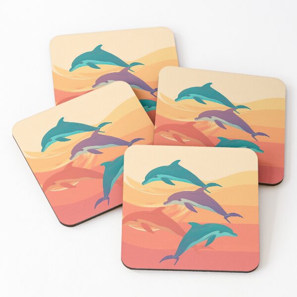 Item preview, Cute majestic dolphins play in the water designed and sold by WallGemsArt.