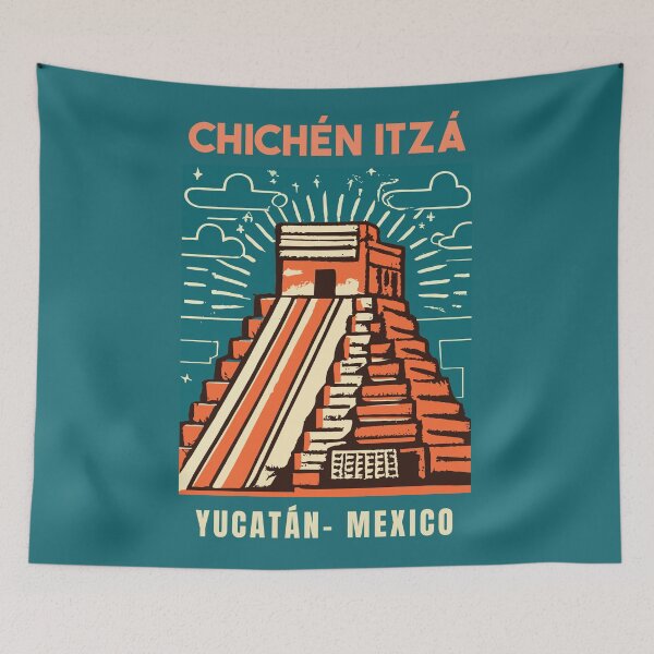 Artikelvorschau, Eine Vintage-Reisekunst von Chichén Itzá - Mexiko entworfen und verkauft von GoodOldVintage.