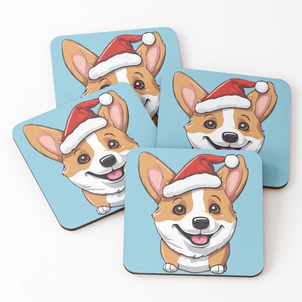 Item preview, Happy Cartoon Corgi with Christmas Hat designed and sold by jvdphotography.
