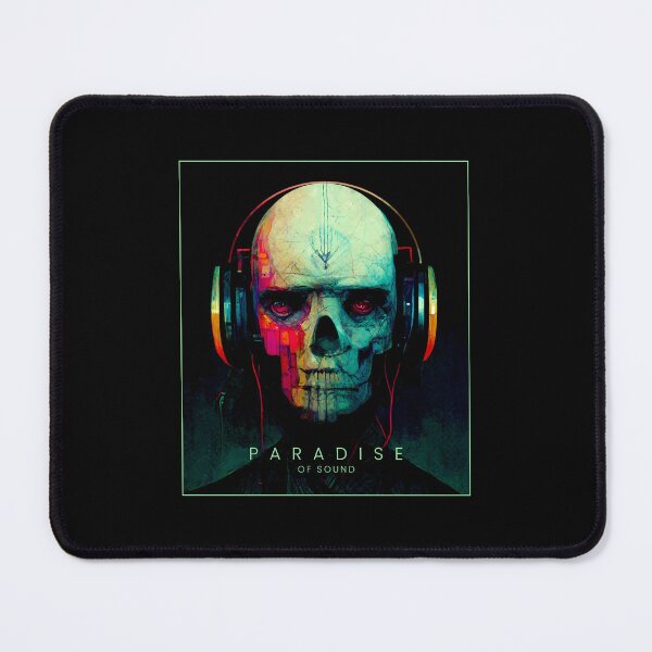 Item preview, Distorted techno skull listening to music designed and sold by RebelBrush.