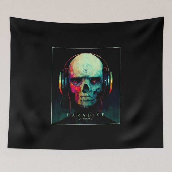 Item preview, Distorted techno skull listening to music designed and sold by RebelBrush.