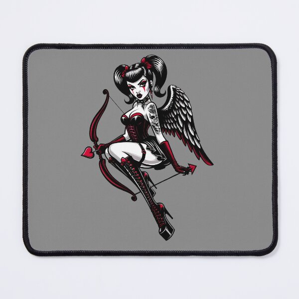 Item preview, Goth Girl Pin up Cupid Goth Valentine designed and sold by Mekone.