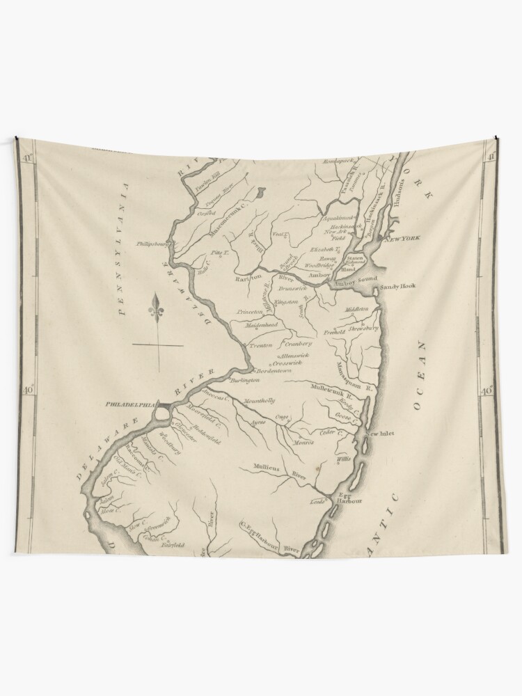 "Vintage Map of New Jersey (1794)" Tapestry by BravuraMedia  Redbubble